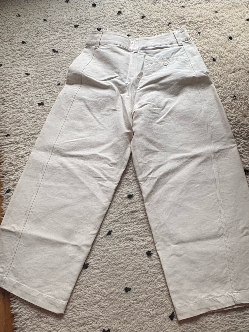Zara Ecru High-Rise Wide Leg Barrel Cropped Pants Cotton Twill Size S